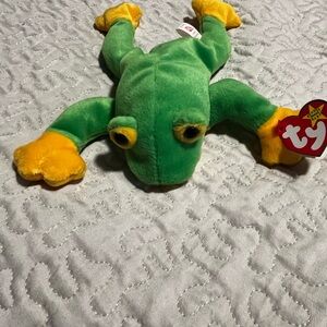 Ty Beanie Babies Smoochy Frog Plush - Green and Yellow